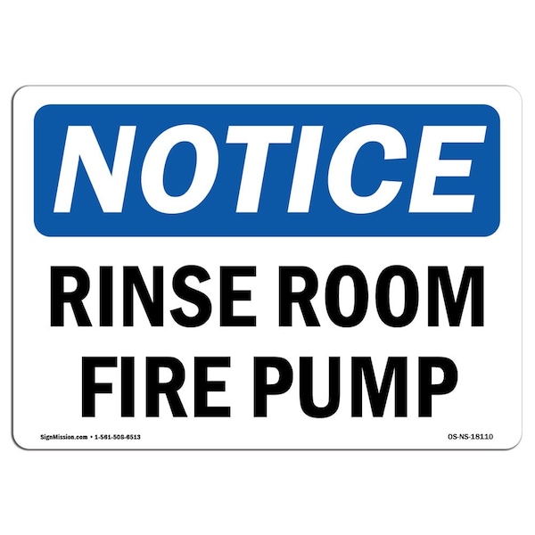 Safety Sign, OSHA Notice, 3.5" Height, Rise Room Fire Pump Sign, Landscape, 10PK
